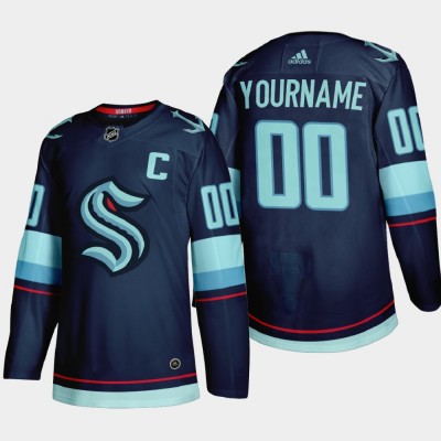 Seattle Kraken Custom Men's Adidas 202122 Navy Home Authentic Stitched NHL Jersey